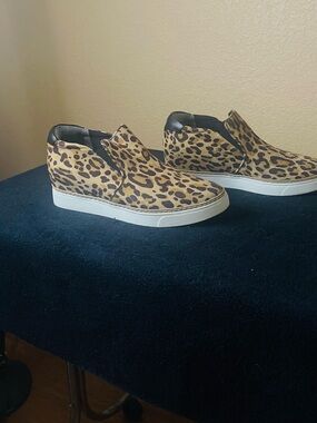 Leopard Print Slip-On Wedge Ankle Booties - Brown